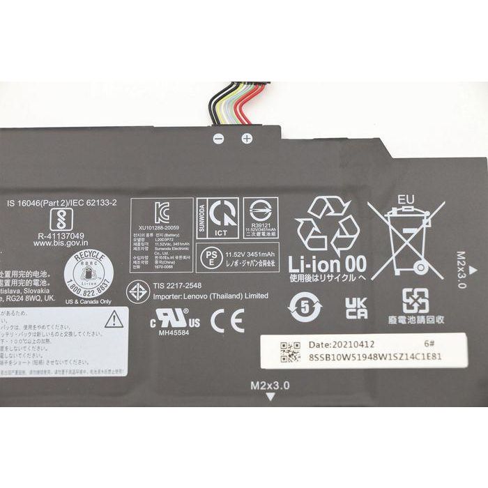 Lenovo Internal lithium-ion battery with 41Wh capacity, 11.52V voltage, 3 cells, compatible with select Lenovo devices. 2 Lenovo Internal lithium-ion battery with 41Wh capacity, 11.52V voltage, 3 cells, compatible with select Lenovo devices. 2