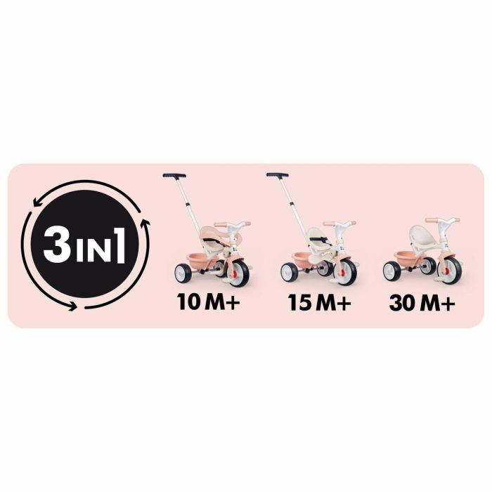 Smoby Triciclo Be Move Confort Rosa para niños y niñas a partir de 1 año 5