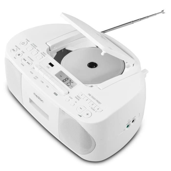 Medion MED4061275066371 Radio CD K7 FM con 2x3W RMS en Blanco