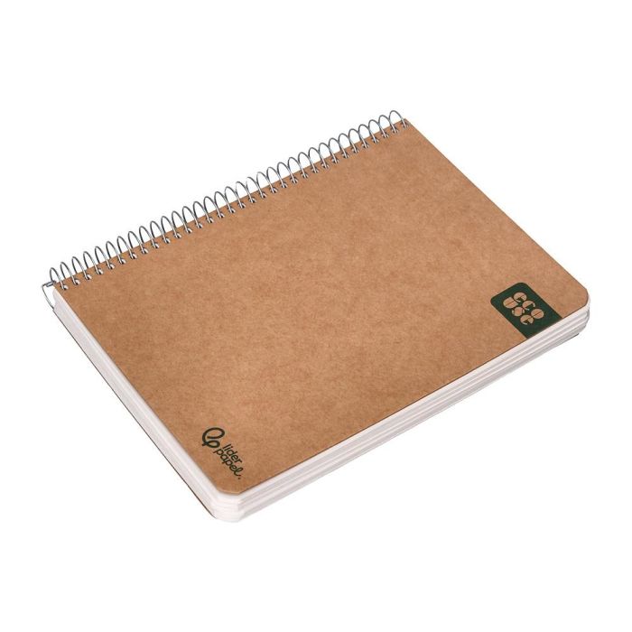 Cuaderno Espiral Liderpapel Din A5 Ecouse Tapa Cartulina Kraft Contracolada 120H Papel 100% Reciclado 80 gr Liso 4