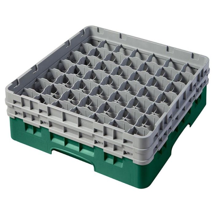 CAMBRO - 49S434-119 - Cesta de lavado 49 comp. 2 alturas - 6 cm Ø máx. - alt. máx. 13,5 cm - 50 x 50 x 18,4 cm - Verde sherwood