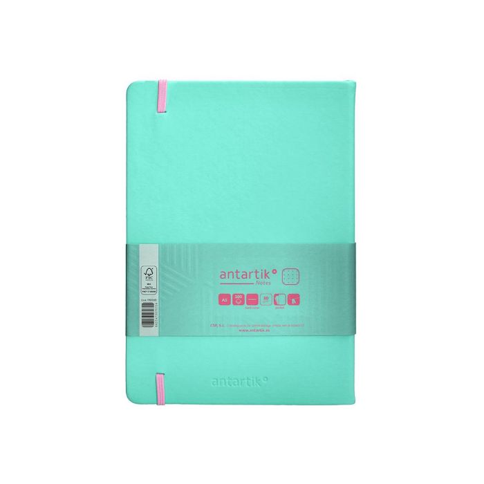 Cuaderno Con Gomilla Antartik Notes Tapa Dura A5 Hojas Puntos Rosa Y Turquesa 100 Hojas 80 gr Fsc 2