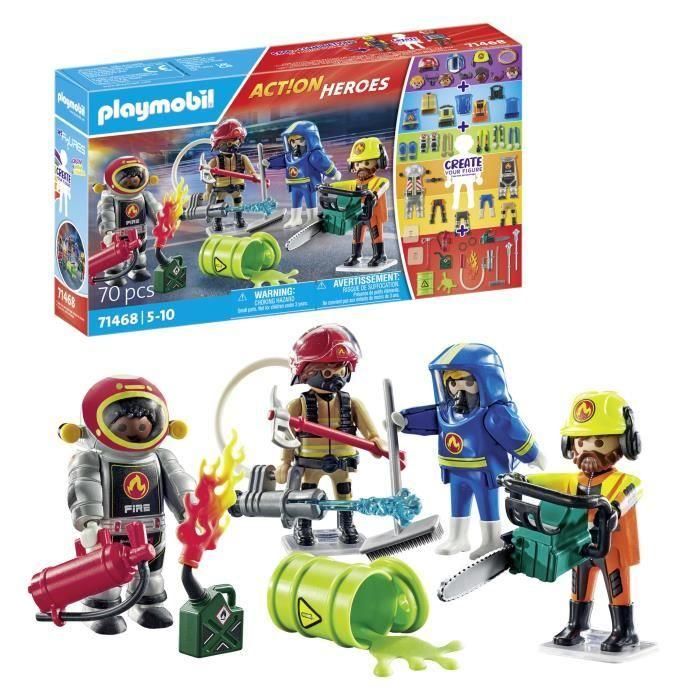 Playmobil 71468 My Figures Bomberos Action Heroes Set de Figuras Personalizables, Unidades Especiales con Accesorios +5 años 2