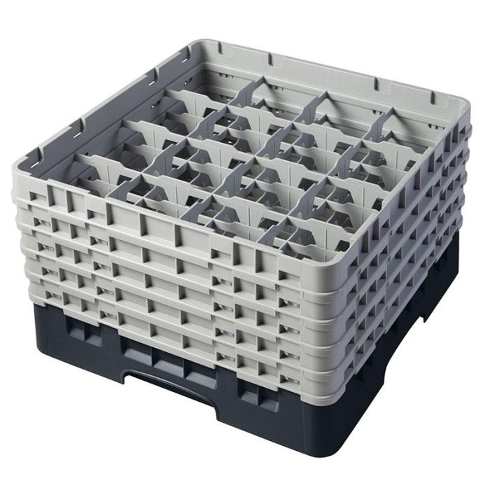 CAMBRO - 16S958-110 - Cesta de lavado 16 comp. 5 alturas - 10,9 cm Ø máx. - alt. máx. 25,8 cm - 50 x 50 x 30,8 cm - Negro