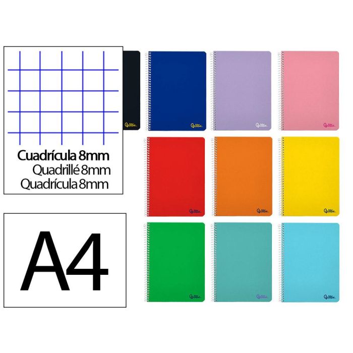 Cuaderno Espiral Liderpapel A4 Smart Tapa Blanda 80H 75 gr Cuadro 8 mm Con Margen Colores Surtidos