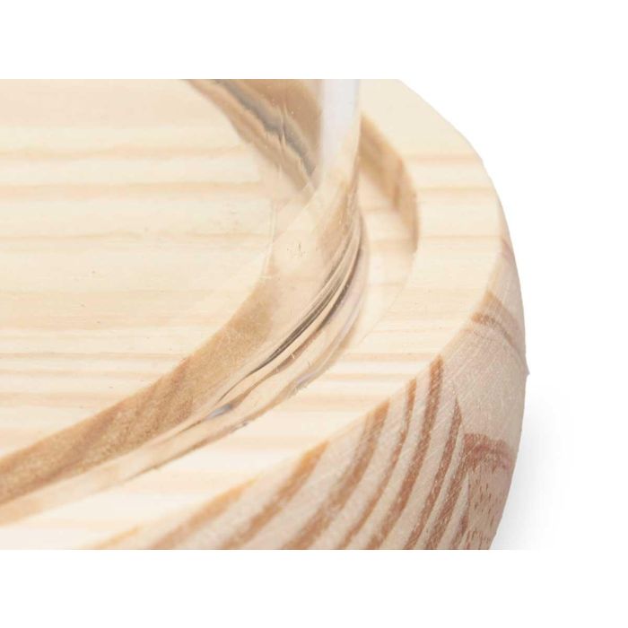 Giftdecor Cupula de Cristal con Base de Madera 15 cm Diámetro x 25 cm Alto 2