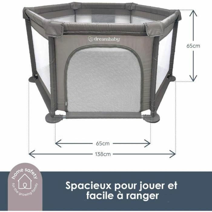 Dreambaby DRE9312742495077 Parque infantil Explore Park 6 lados con base de tela acolchada Ø 1,40 m H 70 cm Topo 5