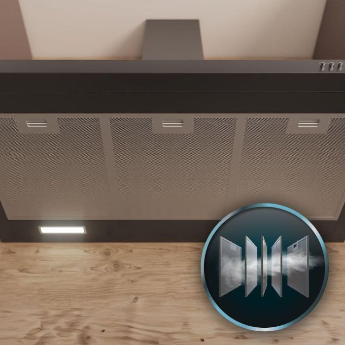 Cecotec Campana Convencional 90 cm Negra Acero Inoxidable 650 m³/h Luz LED Bolero Flux PM 906500 7