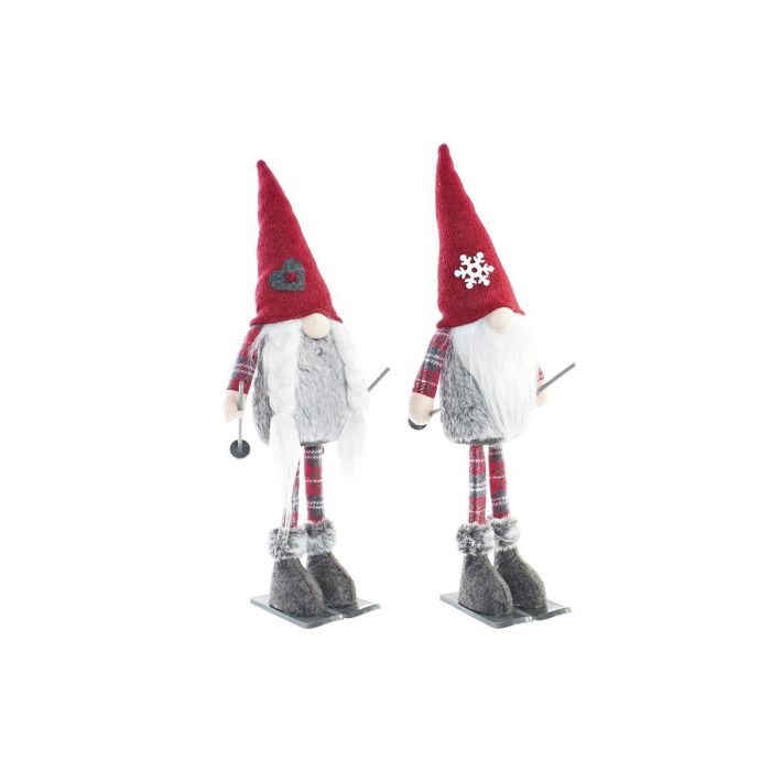 Figura Navidad Tradicional DKD Home Decor Gris Rojo 12 x 46 x 16 cm (2 Unidades) Figura Navidad Tradicional DKD Home Decor Gris Rojo 12 x 46 x 16 cm (2 Unidades)