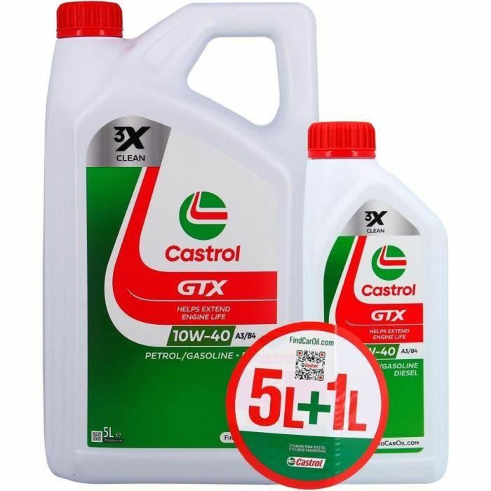 Castrol GTX Aceite de Motor 10W-40 A3/B4 - 5L + 1L - Ref: 057026 - EAN: CAS4008177189784
