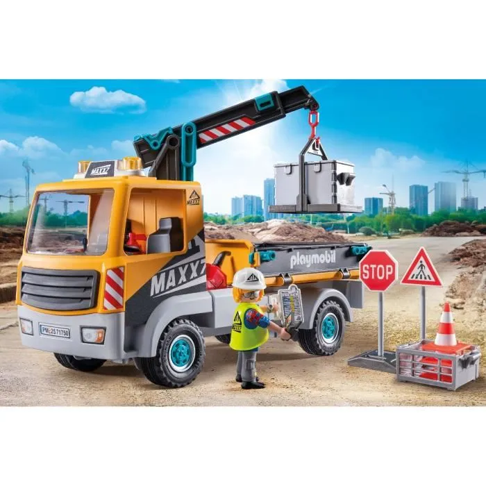 Playmobil 71750 Camión Grúa, Trabajador y Accesorios - Juego de Construcción 1