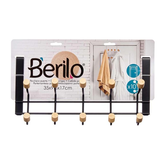 Percha Metal 10 Ganchos Madera Negro Berilo 35X17CM (6 Unidades) 1 Percha Metal 10 Ganchos Madera Negro Berilo 35X17CM (6 Unidades) 1