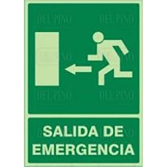 Duver 901 Señal de Salida de Emergencia Luminiscente con Flecha Izquierda, Plástico, 297x210mm, Letra-Pictograma