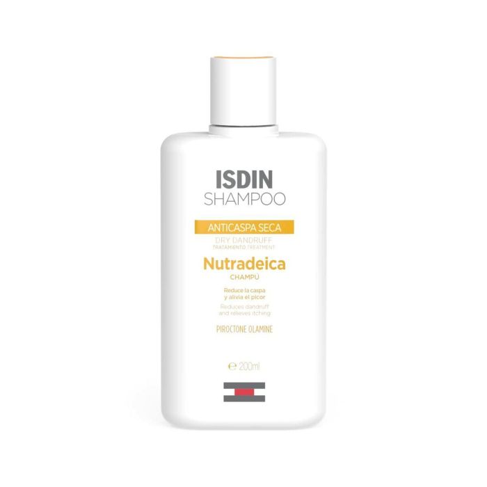 Isdin Nutradeica Champú Anticaspa Seca con Piroctona Olamina | Alivia Picor Cuero Cabelludo | Cabello Suave y Brillante 200 ml