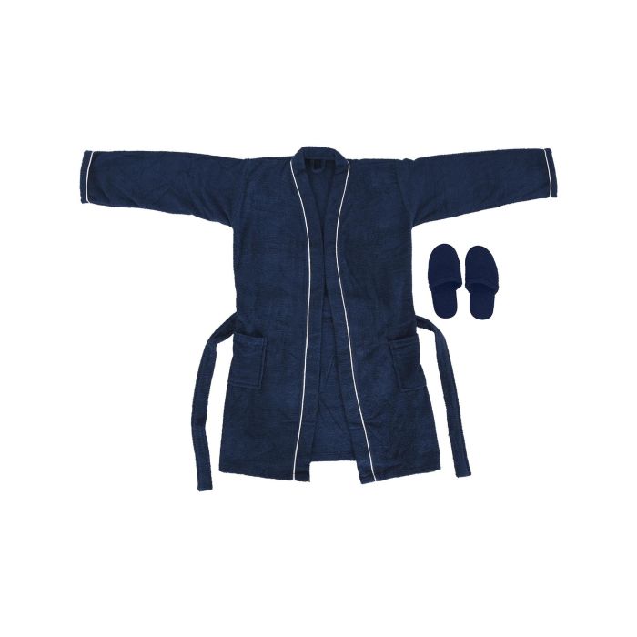 DKD Home Decor Albornoz Basicos 1 x 120 x 63 cm Set de 2 Azul Algodon Hombre 2