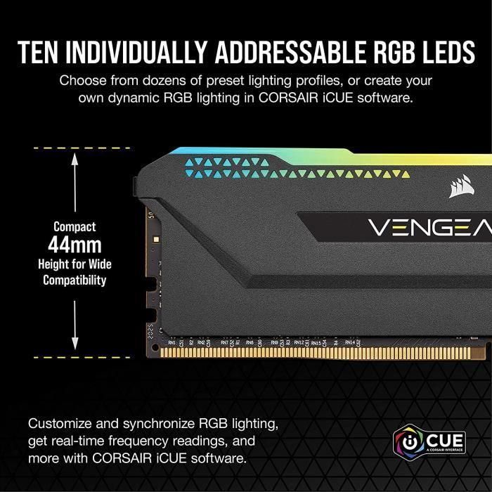 Memoria para PC CORSAIR DDR4 - VENGEANCE RGB PRO SL 32GB (2x16GB) - 3200Mhz - CAS16 - Negro (CMH32GX4M2E3200C16) 2