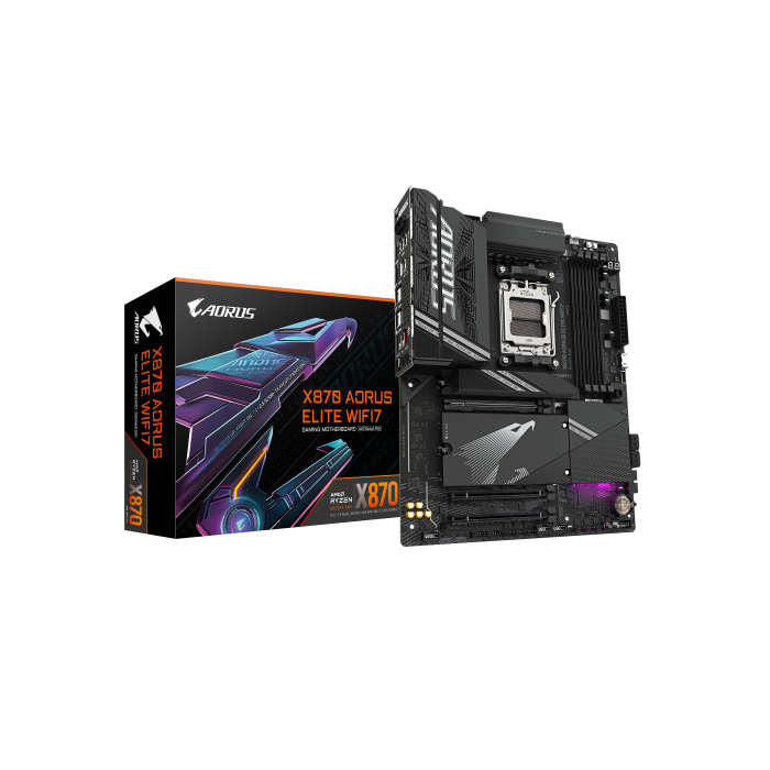 Gigabyte Placa Base X870 A ELITE WIFI7 - Compatible con AMD Ryzen 9000, DDR5 8000MHz, Wi-Fi 7, 4xPCIe 5.0, 4xM.2, LAN 2.5GbE, USB 3.2 Gen 2x2 - 9MX87EL7-00-10