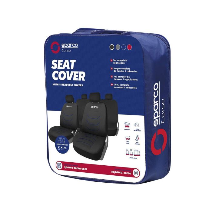 Fundas para Asientos de Coche Sparco Corsa Negro/Azul 1