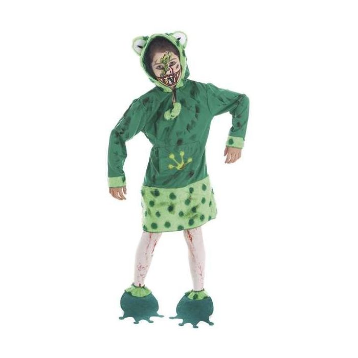 Creaciones Llopis Disfraz infantil niña Rana Zombie con maquillaje Halloween Talla 7-9 años Verde Creaciones Llopis Disfraz infantil niña Rana Zombie con maquillaje Halloween Talla 7-9 años Verde