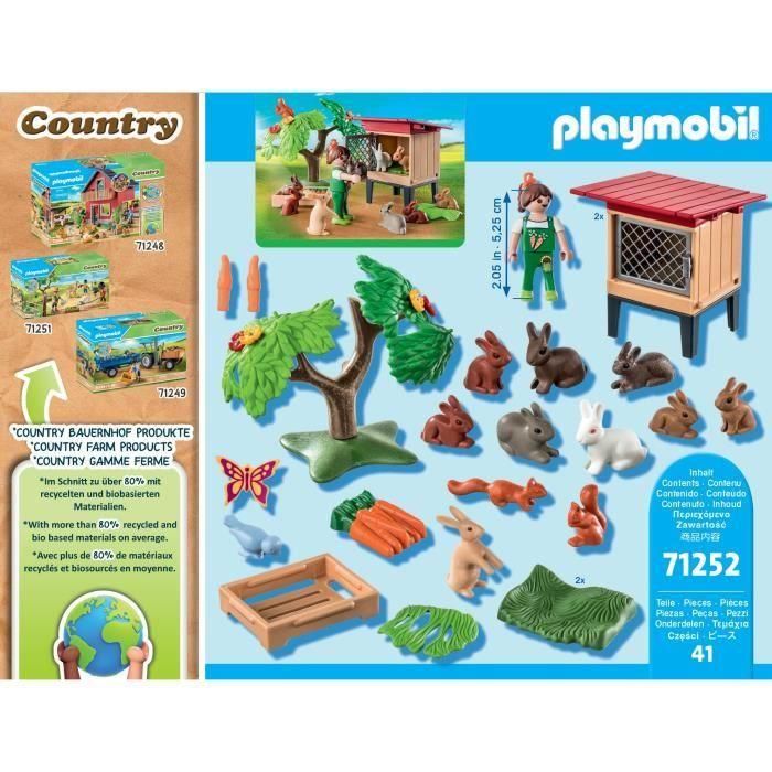 PlayMobil - 71252 - País, la granja - Niño con recinto y conejos 2