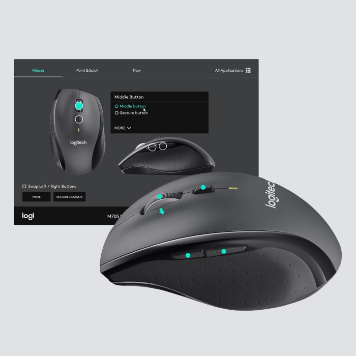 Logitech M705 Marathon Ratón Inalámbrico RF Charcoal con Desplazamiento Hiper-Rápido, Seguimiento Láser y Hasta 3 Años de Batería 3 Logitech M705 Marathon Ratón Inalámbrico RF Charcoal con Desplazamiento Hiper-Rápido, Seguimiento Láser y Hasta 3 Años de Batería 3