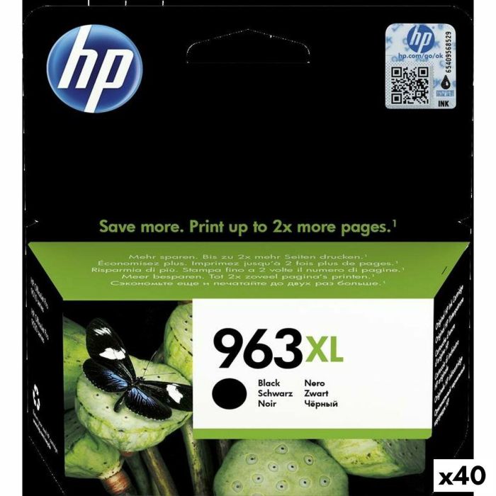 Cartucho de Tinta Original HP Officejet Pro All-in-One 9010,9012,9014,9015,9016,9019,9020,9022,9025 - Nº 963XL Negro (40 unidade