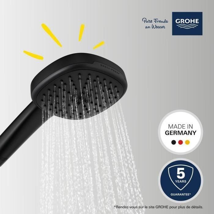 Rociador de ducha - GROHE Vitalio Comfort 110 263972431 - 2 chorros (Lluvia/Estimulante) - Fácil selección - Ahorro de agua - Negro Mate 4 Rociador de ducha - GROHE Vitalio Comfort 110 263972431 - 2 chorros (Lluvia/Estimulante) - Fácil selección - Ahorro de agua - Negro Mate 4