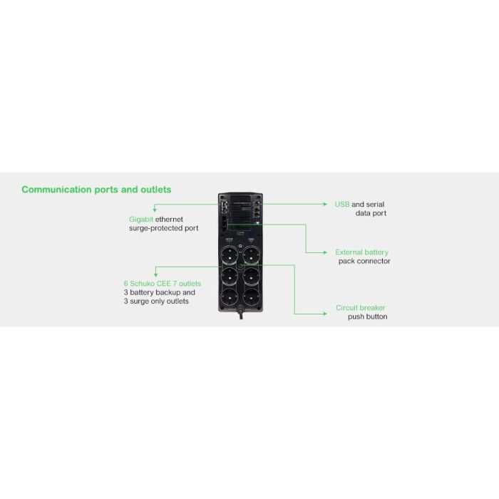 APC BR1500G-GR Back-UPS Pro 1500VA/865W Power Saving Line Interactive UPS - Onda Senoidal, 6 Salidas Tipo F 2 APC BR1500G-GR Back-UPS Pro 1500VA/865W Power Saving Line Interactive UPS - Onda Senoidal, 6 Salidas Tipo F 2
