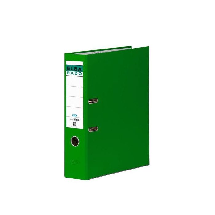 Elba Rado Chic Archivador de palanca, cartón forrado, folio, verde, lomo 80 mm, 2 anillas 75 mm