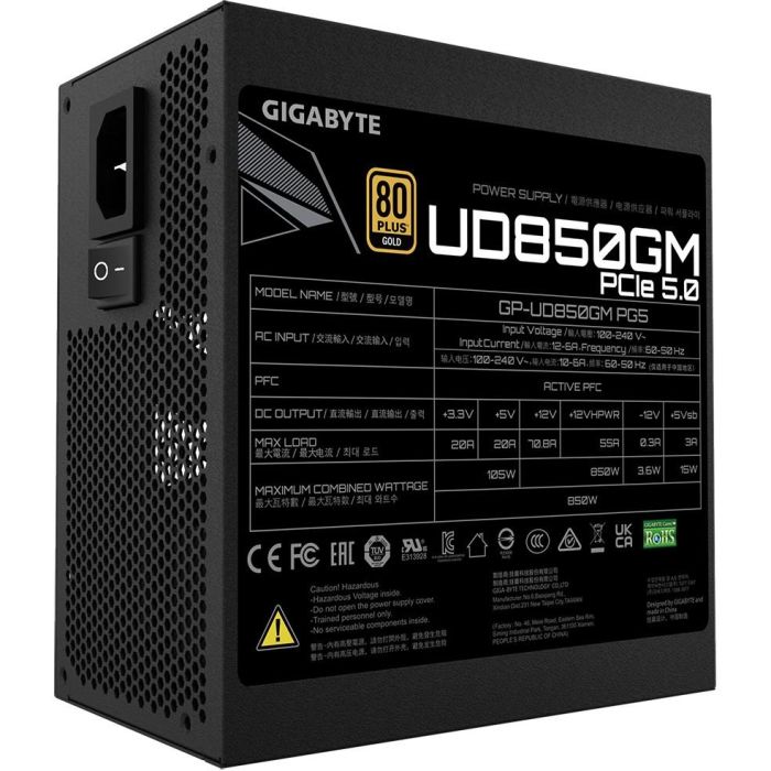 Gigabyte GP-UD850GM PG5 Fuente de Alimentación 850W 80 PLUS Gold ATX - Negro 4 Gigabyte GP-UD850GM PG5 Fuente de Alimentación 850W 80 PLUS Gold ATX - Negro 4