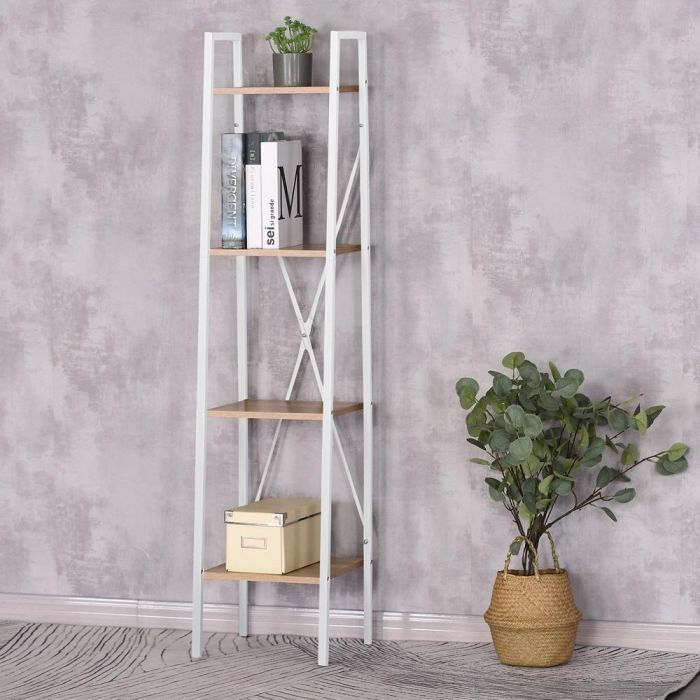 Home Deco Factory Estantería Blanca 34x32 cm 4 Baldas Metal y Contrachapado Altura 148 cm 1 Home Deco Factory Estantería Blanca 34x32 cm 4 Baldas Metal y Contrachapado Altura 148 cm 1