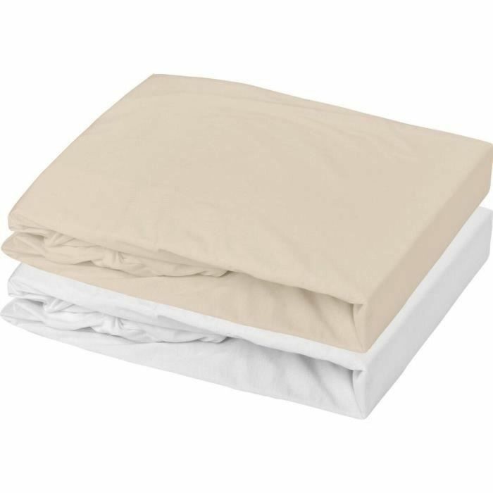 P'Tit Dodo PTI3700948342534 Juego de 2 sábanas bajeras Jersey 60x120cm Blanco/Nude