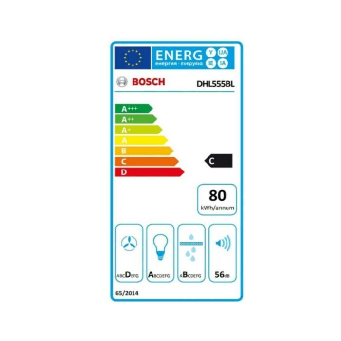 Bosch DHL555BL Campana Extractora Integrada 50 cm 650 m³/h Clase C Acero Inoxidable Drenaje/Reciclaje 4 Velocidades 1 Bosch DHL555BL Campana Extractora Integrada 50 cm 650 m³/h Clase C Acero Inoxidable Drenaje/Reciclaje 4 Velocidades 1