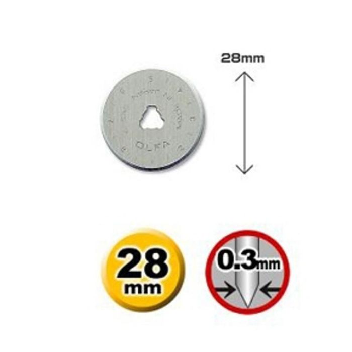 Olfa Rb 28-10 Cuchilla Redonda para Cortador Rotatorio, Blister 10 Unidades