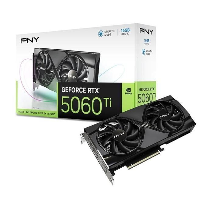 PNY PNY0751492795096 Tarjeta gráfica GeForce RTX 5060 Ti 16 GB Doble Ventilador DLSS 4 PNY PNY0751492795096 Tarjeta gráfica GeForce RTX 5060 Ti 16 GB Doble Ventilador DLSS 4