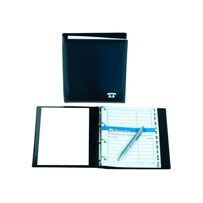 Listin Telefonico 4 Anillas Iberplas 4º 16Mm A-Z 12 Pestañas Liso Negro