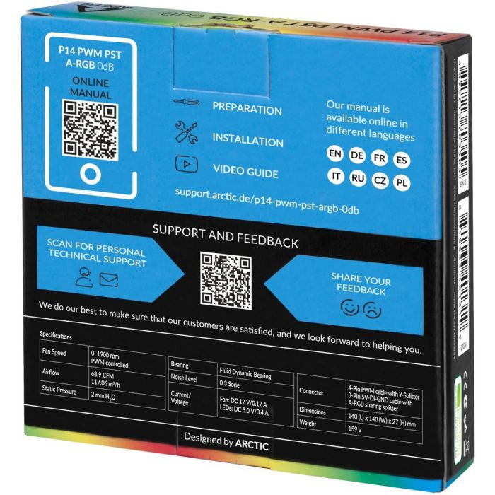 ARCTIC Lüfter P14 PWM PST A-RGB 0dB (Black) 5