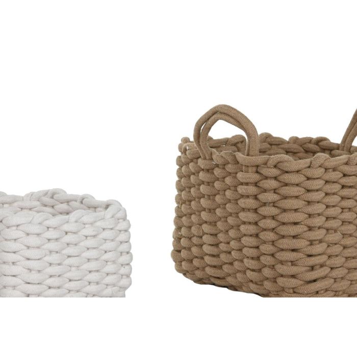 DKD Home Decor Cesta de Cuerda Blanco Beige de Colección Básicos 28x18x28 cm. Incluye 2 Unidades del Set de 3 Piezas. 3 DKD Home Decor Cesta de Cuerda Blanco Beige de Colección Básicos 28x18x28 cm. Incluye 2 Unidades del Set de 3 Piezas. 3