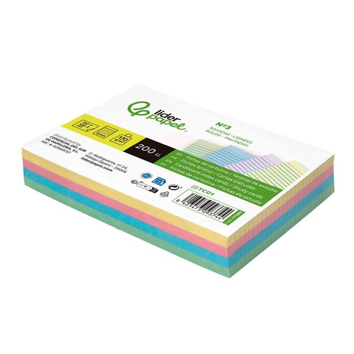 Tarjeta Liderpapel Para Estudiar Rayada Cartulina De Colores 170 gr-M2 100x150 mm Paquete De 200 Unidades 5