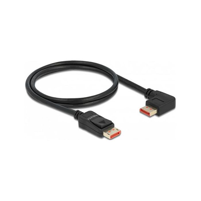 DeLOCK Cable DisplayPort Macho Recto a Macho Angular 90° Izquierda, 1 m, 8K 60 Hz, DP 1.4, 32.4 Gbit/s, 7680x4320, HBR3, Negro 1