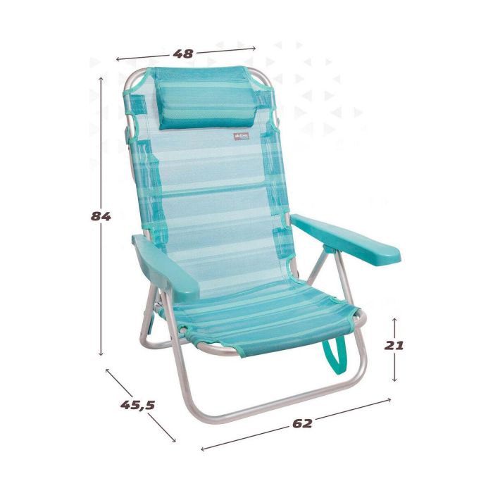 Silla playa plegable aluminio 5 posiciones mediterran 48x45,5x84 cm con asa. 1