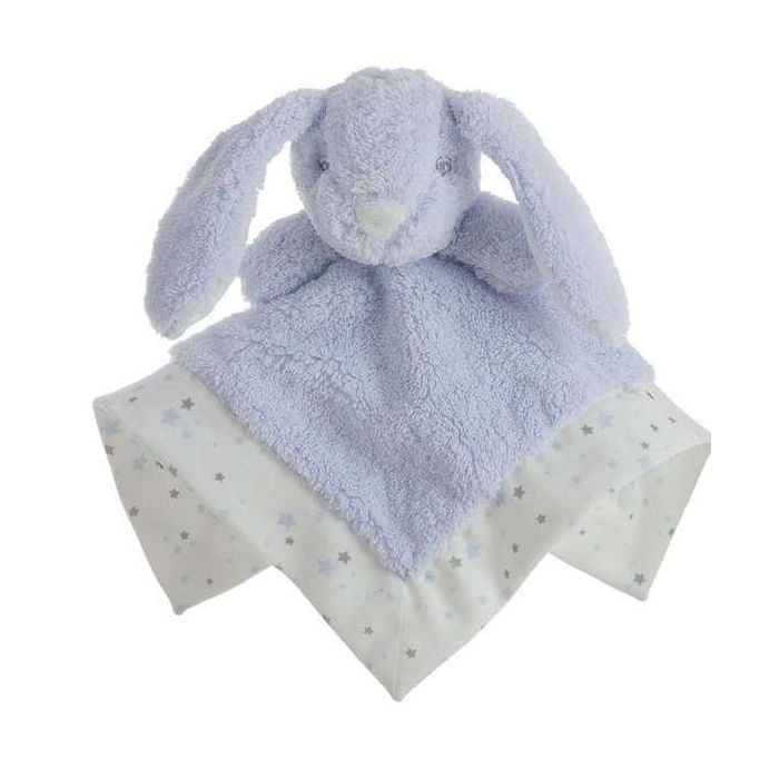 Dou-dou 30x30 + sonajero 16 cm conejo azul caja 1 Dou-dou 30x30 + sonajero 16 cm conejo azul caja 1