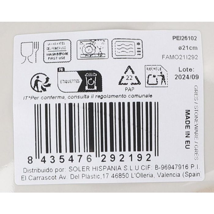 La Mediterranea Plato Hondo Peixe Ø21 cm Brillo (12 Unidades) 1