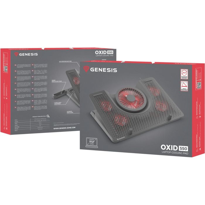 GENESIS Oxid 550 Base Refrigeradora para Portátil 17.3" (43.9 cm) 5 Ventiladores 2800 RPM, Iluminación LED Roja, Negro 14 GENESIS Oxid 550 Base Refrigeradora para Portátil 17.3" (43.9 cm) 5 Ventiladores 2800 RPM, Iluminación LED Roja, Negro 14