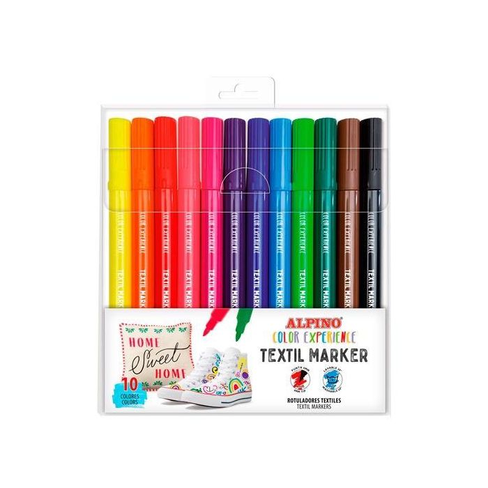 Alpino Rotuladores Permanentes Decor Color Experience Para Tejidos C-Surtidos Estuche 10 Ud Alpino Rotuladores Permanentes Decor Color Experience Para Tejidos C-Surtidos Estuche 10 Ud