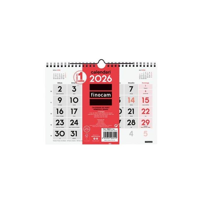 Calendari (2026) Catalan Finocam Paret Mensual Numeros Grans S 210X150