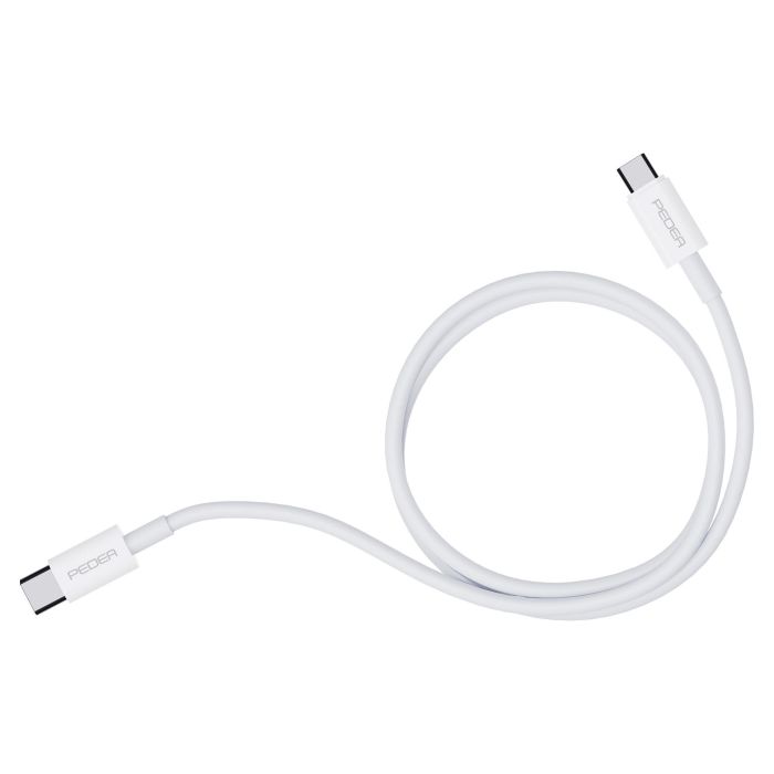 PEDEA Cable USB-C a USB-C 1m 60W Carga Rápida y Datos USB 2.0, Blanco, Ref. 60040120 PEDEA Cable USB-C a USB-C 1m 60W Carga Rápida y Datos USB 2.0, Blanco, Ref. 60040120