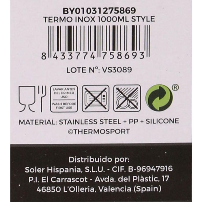 Termo Inox 1000 ml Style Thermosport (6 Unidades) 10 Termo Inox 1000 ml Style Thermosport (6 Unidades) 10
