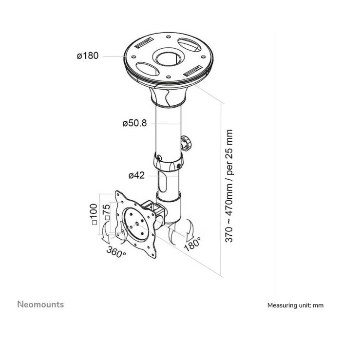 Neomounts Soporte de Techo para TV/Monitor FPMA-C025BLACK hasta 30" (76 cm) Negro 6
