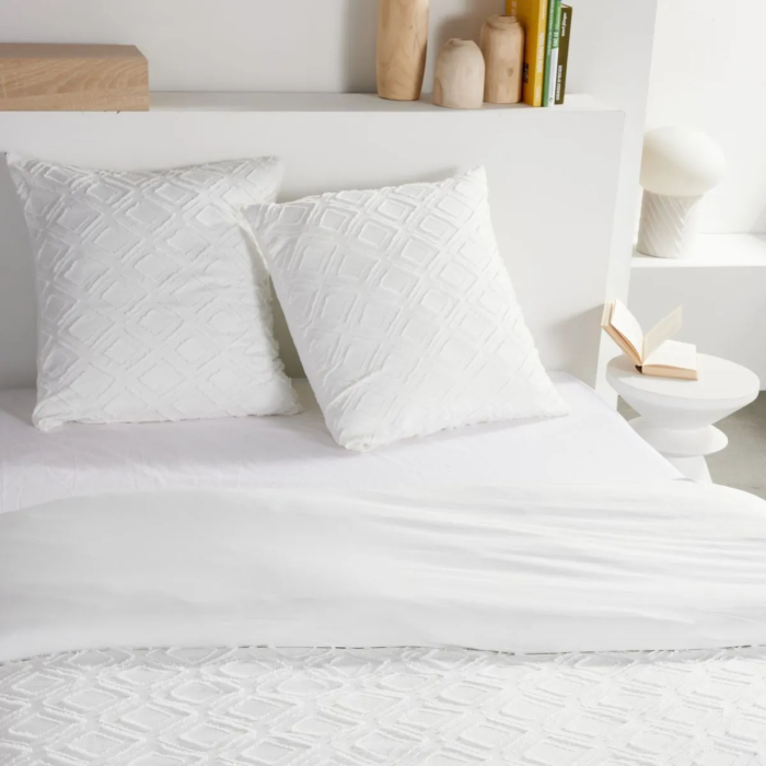 Hoy Essential - Juego de cama 2 Personas 220 x 240 cm con Efecto Capitoné Rombo Blanco